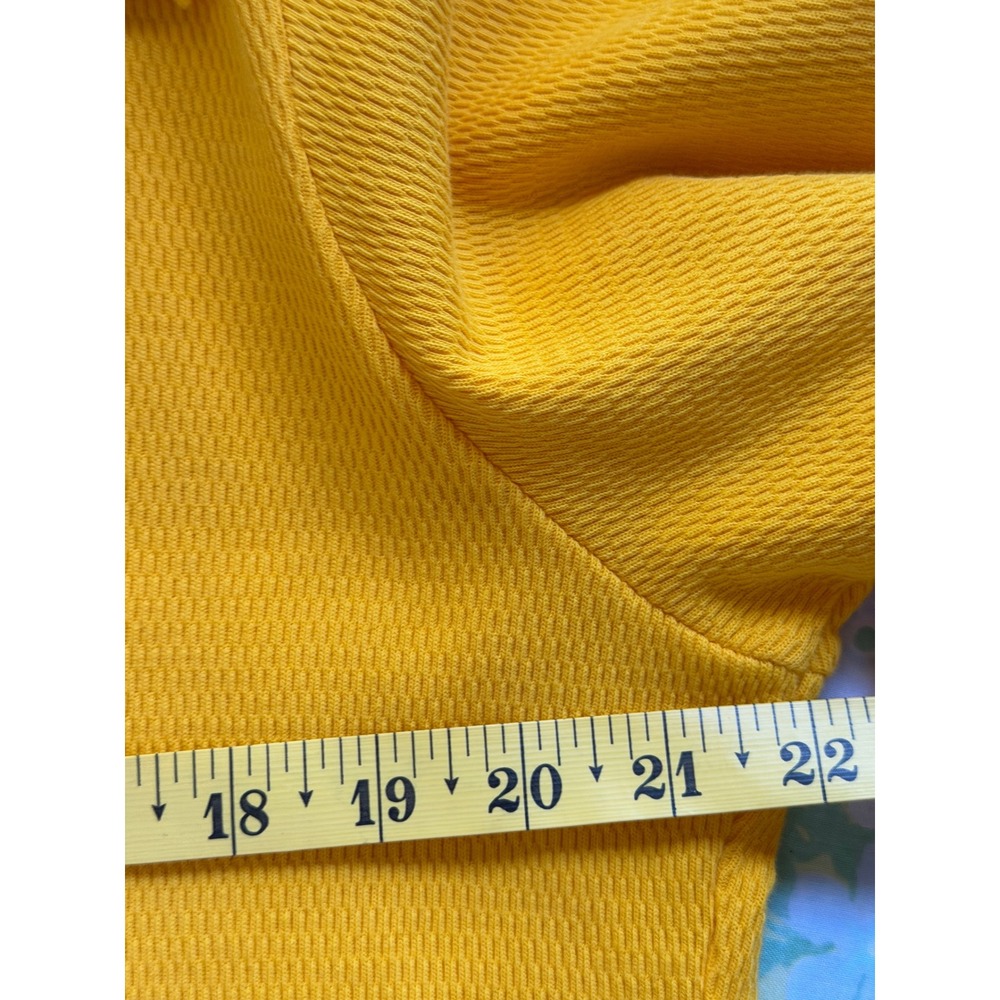 Big Bud Press | Fisherman Polo XL Yellow Long Sleeve Waffle Knit Cotton Unisex - Picture 7 of 8